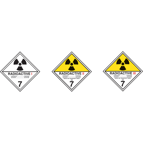 &eacute;tiquettes d'exp&eacute;dition TMD, Classe 7, Radioactif I, Papier The Estey Group