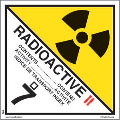TDG Shipping Labels, Class 7, Radioactive II, Paper The Estey Group