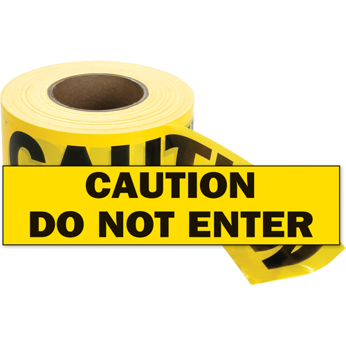 Barricade Tape, English, 3" W x 1000' L, 2 mils, Black on Yellow The Estey Group