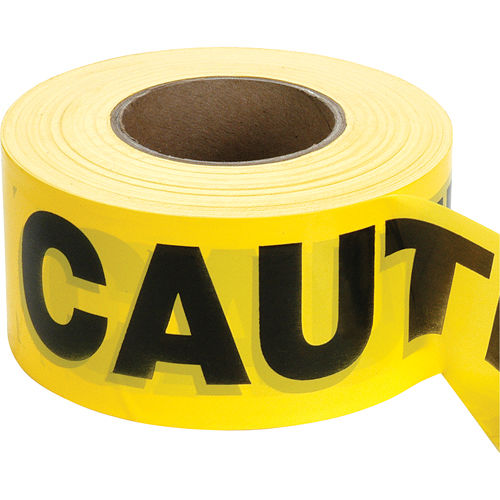 Barricade Tape, English, 3" W x 1000' L, 2 mils, Black on Yellow The Estey Group