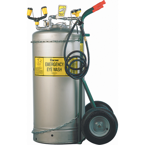 Douche oculaire autonome avec chariot, Pressuris&eacute;, Capacit&eacute; 7 gal., Conformit&eacute; ANSI Z358.1 The Estey Group