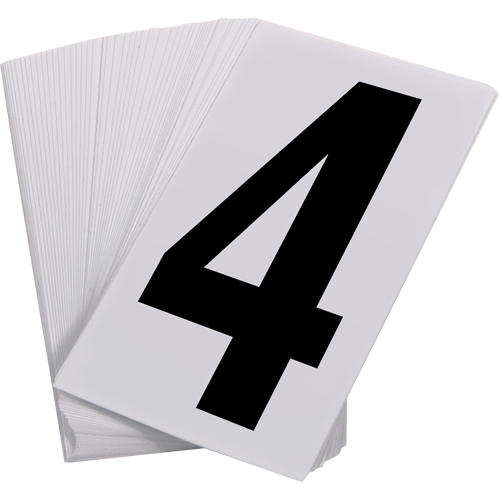 Num&eacute;ros autocollants, 4, 3-1/2" h, Noir sur blanc The Estey Group