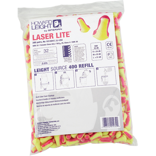 Howard Leight Laser Lite&reg; Single-Use Earplugs, Bulk - Polybag The Estey Group