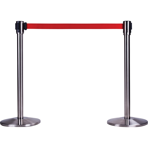 Poteau r&eacute;cepteur pour barri&egrave;res sur pieds pour le contr&ocirc;le des foules, Hauteur de 35", Acier inoxydable The Estey Group