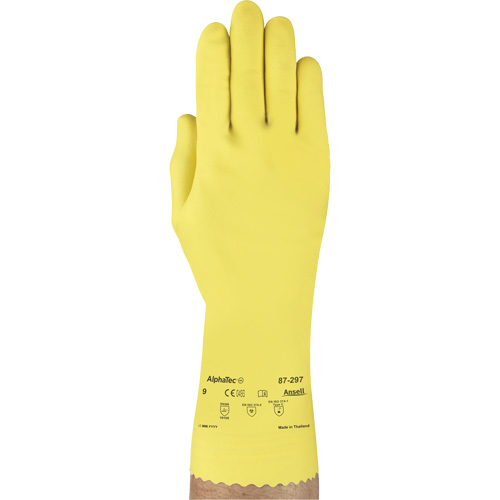 VersaTouch&reg; 297 Gloves, Size Medium/8, 12" L, Rubber Latex, Flock-Lined Inner Lining, 20-mil The Estey Group