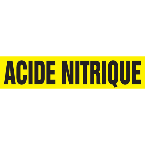 Marqueur de tuyau "Acid Nitrique", Autocollant, 4" h x 24" la, Noir sur jaune The Estey Group