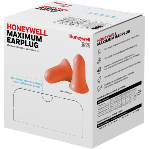 Bouchons d'oreilles en mousse Maximum de Howard Leight, Vrac - Sac en poly The Estey Group