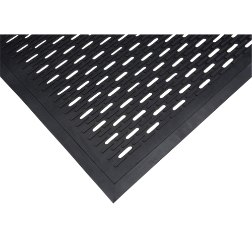 Low-Profile Matting, Rubber, Scraper Type, Slotted Pattern, 3' x 5', Black The Estey Group