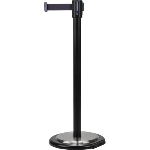 Barri&egrave;res sur pieds pour le contr&ocirc;le des foules, Acier, 35" h, Ruban Noir, Longueur du ruban 7' The Estey Group