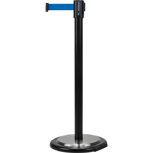 Free-Standing Crowd Control Barrier, Steel, 35" H, Blue Tape, 7' Tape Length The Estey Group