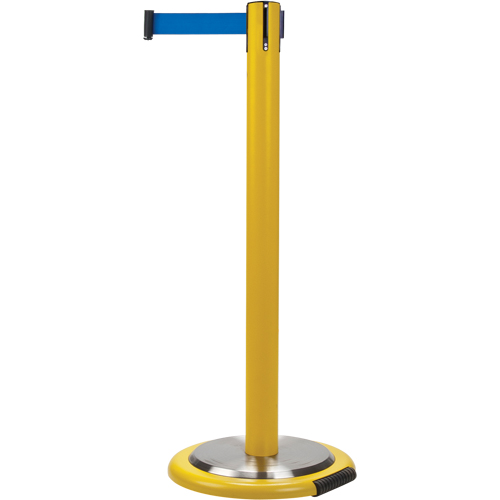 Barri&egrave;res sur pieds pour le contr&ocirc;le des foules, Acier, 35" h, Ruban Bleu, Longueur du ruban 7' The Estey Group