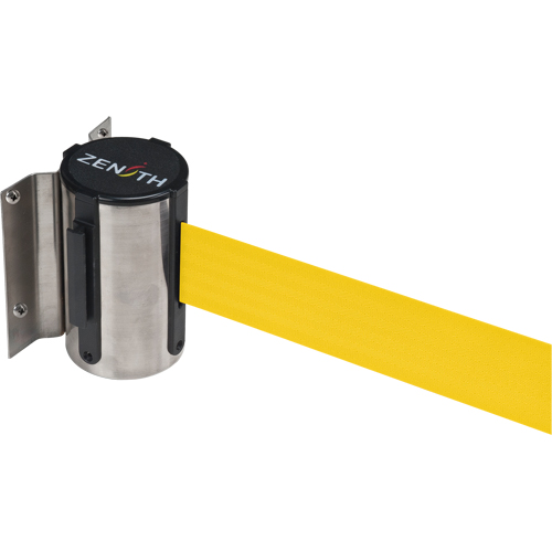 Wall Mount Barrier, Steel, Screw Mount, 7', Yellow Tape The Estey Group