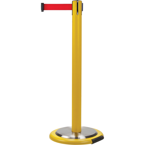 Barri&egrave;res sur pieds pour le contr&ocirc;le des foules, Acier, 35" h, Ruban Rouge, Longueur du ruban 12' The Estey Group