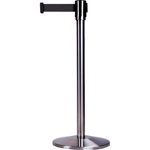 Barri&egrave;res sur pieds pour le contr&ocirc;le des foules, Acier, 35" h, Ruban Noir, Longueur du ruban 7' The Estey Group