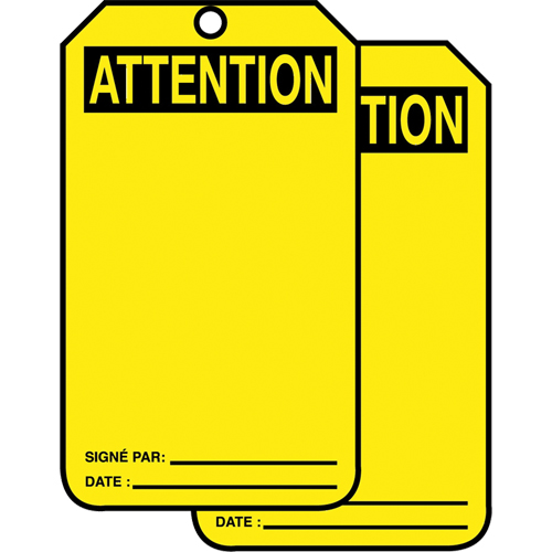 Safety Tags, Plastic, 3-3/8" W x 5-7/8" H, French The Estey Group