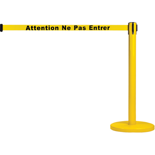 Free-Standing Crowd Control Barrier, Steel, 35" H, Yellow Tape, 7' Tape Length The Estey Group