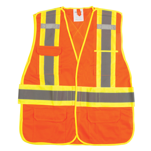 Flame-Resistant Surveyor Vest, High Visibility Orange, Medium, Polyester The Estey Group