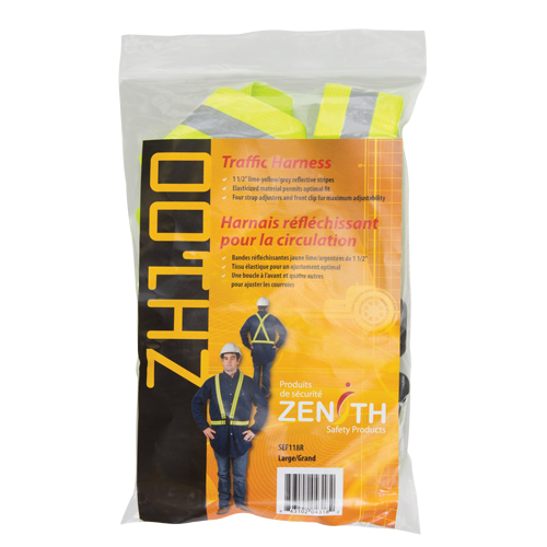 Standard-Duty Safety Harness, High Visibility Lime-Yellow, Silver Reflective Colour, Large The Estey Group