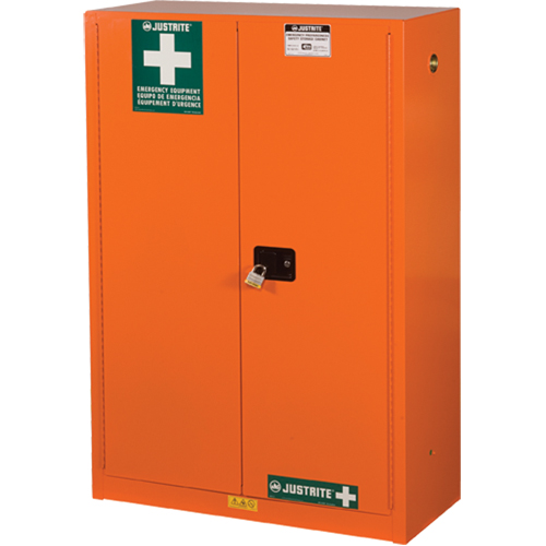 Emergency Preparedness Storage Cabinets, Steel, 4 Shelves, 65" H x 43" W x 18" D, Orange The Estey Group