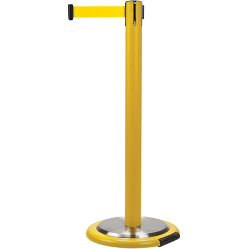 Free-Standing Crowd Control Barrier, Steel, 35" H, Yellow Tape, 7' Tape Length The Estey Group