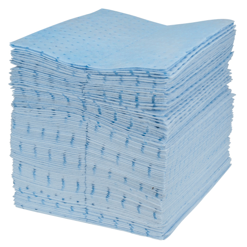 Feuilles absorbantes bleues li&eacute;es de premi&egrave;re qualit&eacute;, Huile seulement, 15" x 17", 30 gal. d'absorption The Estey Group