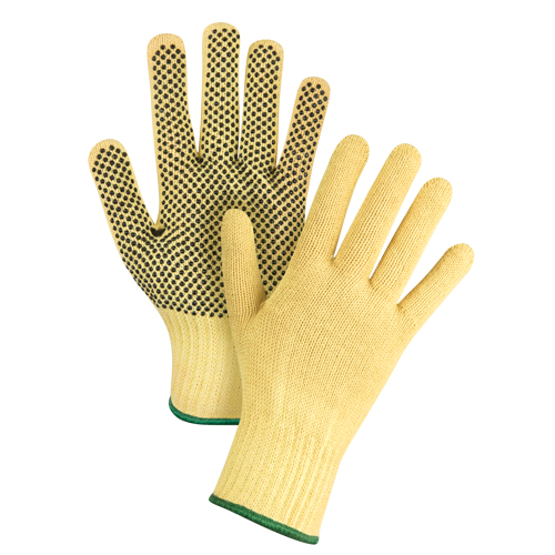 Gants tricot&eacute;s sans couture &agrave; pois, Taille Moyen/8, Calibre 7, Rev&ecirc;tement PVC, Enveloppe en Kevlar, ASTM ANSI niveau A2/EN 388 niveau 3 The Estey Group