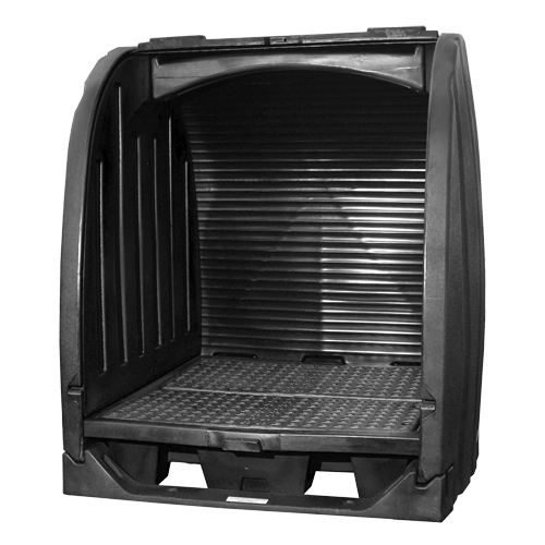 Spill Containment Sheds Without Drain, 65" L x 58" W x 69" H, 2000 lbs. Load Capacity The Estey Group