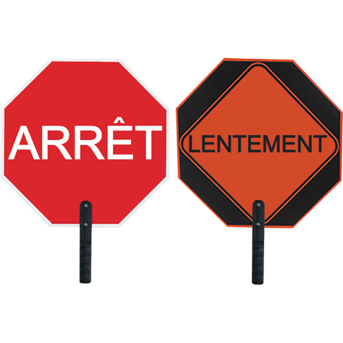 Double-Sided "Arr&ecirc;t/Lentement" Traffic Control Sign, Aluminum, Bolt-On The Estey Group