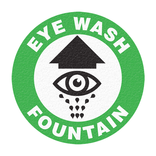 "Eye Wash Fountain" Floor Sign, Adhesive, English with Pictogram The Estey Group