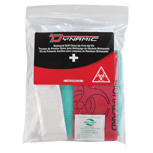 Trousse de premiers soins pour nettoyage de biorisques Dynamic, Dispositif m&eacute;dical Classe 1, Sac en plastique refermable The Estey Group
