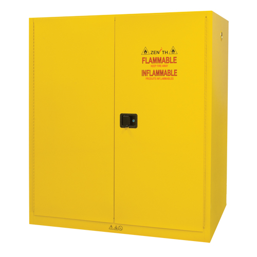 Vertical Drum Storage Cabinet, 110 US gal. Cap., 2 Drums, Yellow The Estey Group
