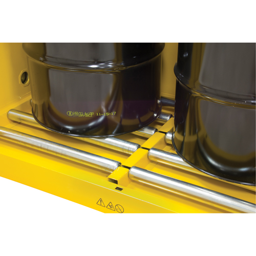 Vertical Drum Storage Cabinet, 110 US gal. Cap., 2 Drums, Yellow The Estey Group