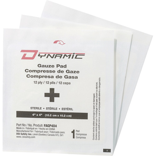 Gaze Dynamic, Tampon, 4" lo x 4" la, St&eacute;rile, Dispositif m&eacute;dical Classe 1 The Estey Group