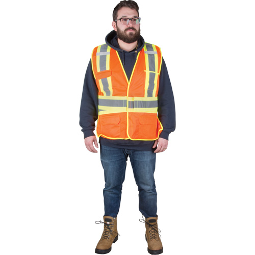 Flame-Resistant Surveyor Vest, High Visibility Orange, Medium, Polyester The Estey Group