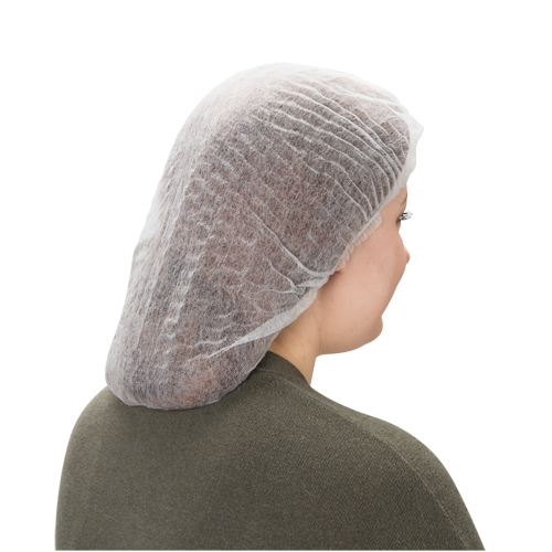 Bonnet bouffant pliss&eacute;, Polypropyl&egrave;ne, 19", Blanc The Estey Group