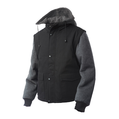Manteau avec manches &agrave; fermeture &agrave; glissi&egrave;re, Hommes, Grand, Noir The Estey Group