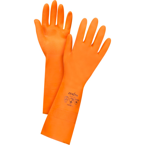 Premium Orange Chemical-Resistant Gloves, Size Large/9, 13" L, Rubber Latex, Flock-Lined Inner Lining, 28-mil The Estey Group