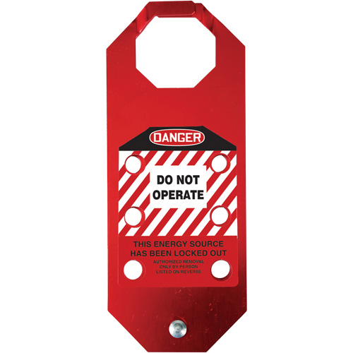 Moraillon de verrouillage pr&eacute;venant l'utilisation conforme aux normes OSHA Danger Stopout Aluma-Tag, Rouge The Estey Group