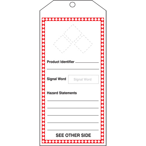 GHS Jumbo Safety Tag, Cardstock, 3-7/8" W x 8-1/2" H, English The Estey Group