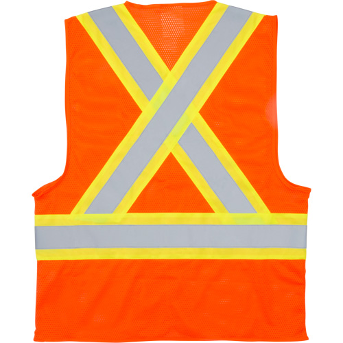 Traffic Safety Vest, High Visibility Orange, Medium, Polyester The Estey Group