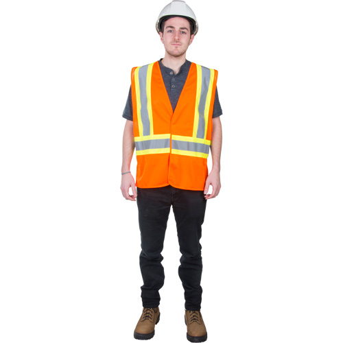 Traffic Safety Vest, High Visibility Orange, Medium, Polyester The Estey Group
