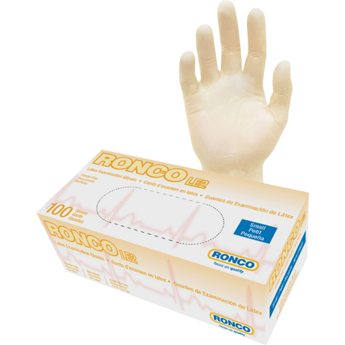 Gants jetables, Petit, Latex, 4 mils, Sans poudre, Naturel, Classe 2 The Estey Group