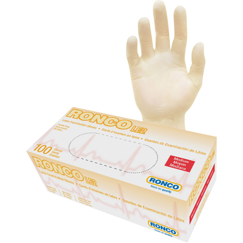 Gants jetables, Moyen, Latex, 4 mils, Sans poudre, Naturel, Classe 2 The Estey Group