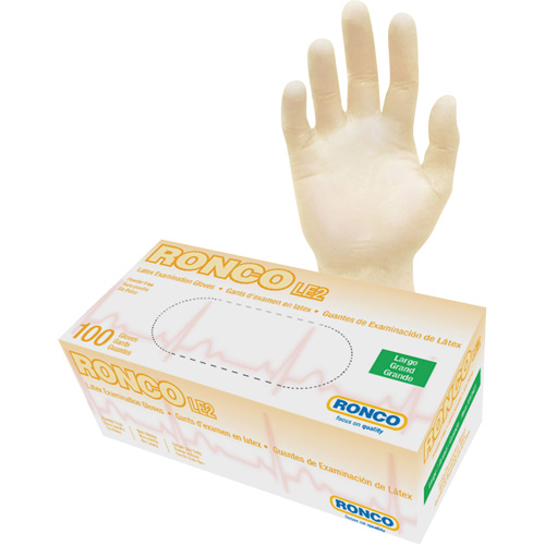 Gants jetables, Grand, Latex, 4 mils, Sans poudre, Naturel, Classe 2 The Estey Group