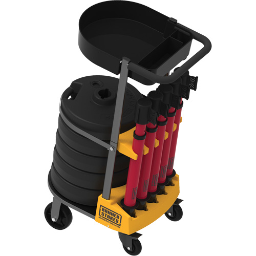 PLUS Barrier Post Cart Kit with Tray, 75' L, Metal, Yellow The Estey Group