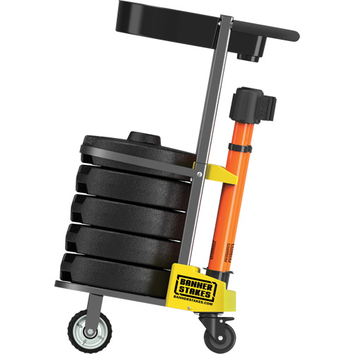 PLUS Barrier Post Cart Kit with Tray, 75' L, Metal, Orange The Estey Group