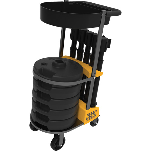 PLUS Barrier Post Cart Kit with Tray, 75' L, Metal, Black The Estey Group