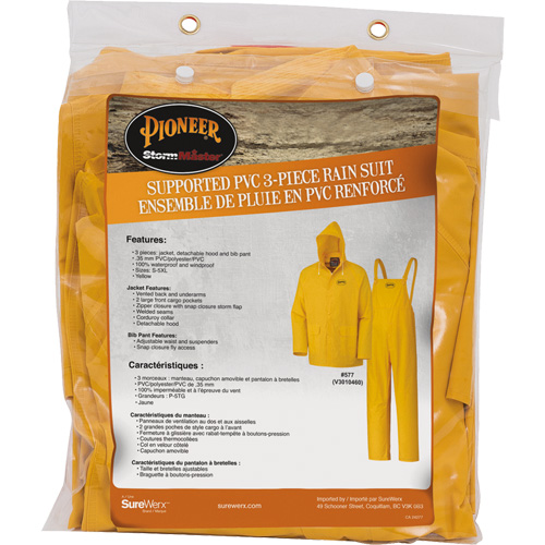577 3-Piece Rain Suit, Polyester/PVC, 5X-Large, Yellow The Estey Group