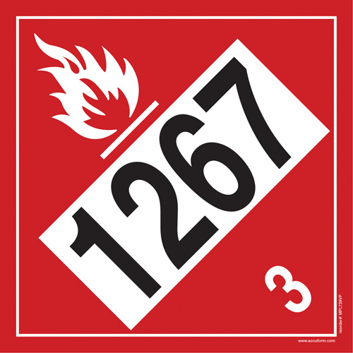 1267 Petroleum Crude Oil Flammable Liquid TDG Placard, Adhesive Vinyl The Estey Group