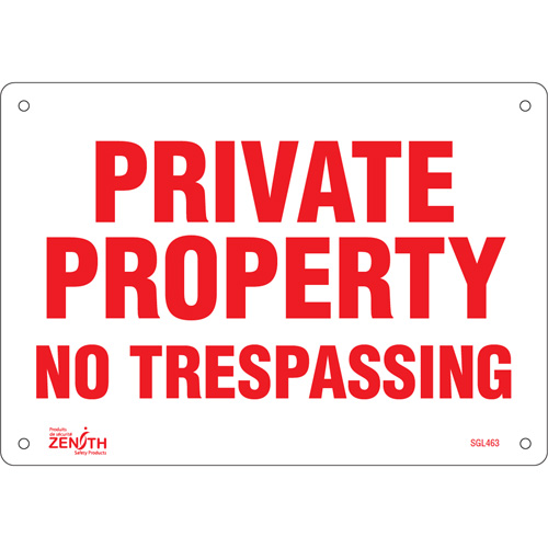"Private Property" Sign, 7" x 10", Aluminum, English The Estey Group